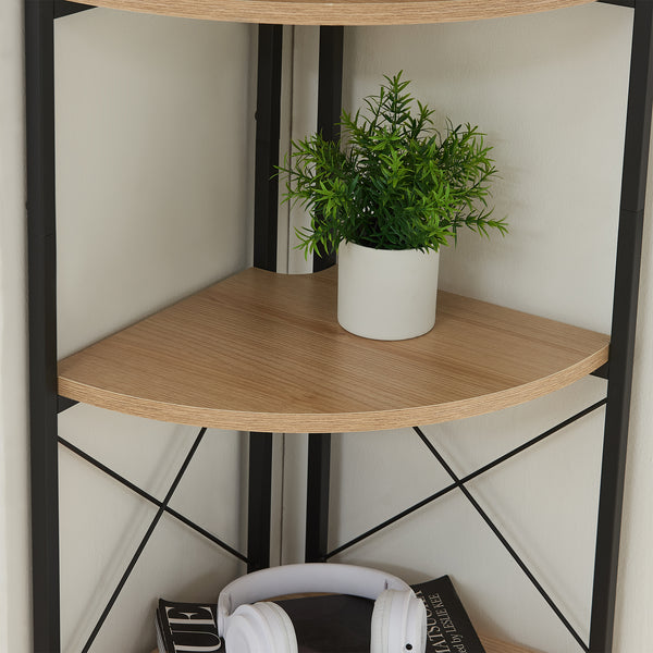 Półka na rośliny Ulfborg 6 półek 160x30x30 cm czarny/dąb [en.casa]