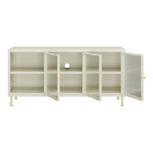 Szafka pod TV Lindau stal 120x40x59 cm kremowa biel [en.casa]