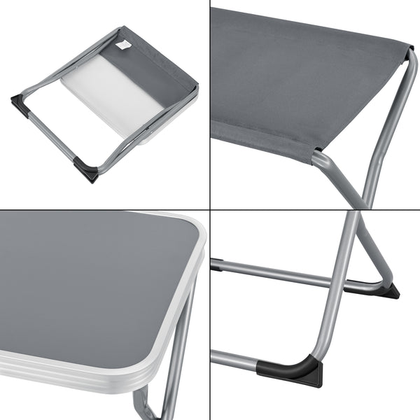 Stołek kempingowy i stolik 2 w 1 Barete 47x47x37 cm Szary [en.casa]