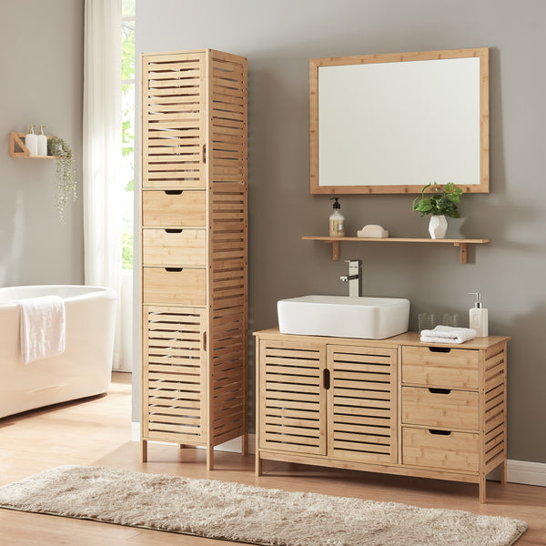 Szafka pod umywalkę Boksereys 60x100x35 cm bambus naturalny [en.casa]