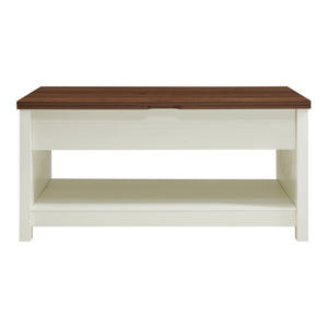 Stolik kawowy Kasama z podnoszonym blatem i schowkiem 110x55x54 cm orzech/biały [en.casa]