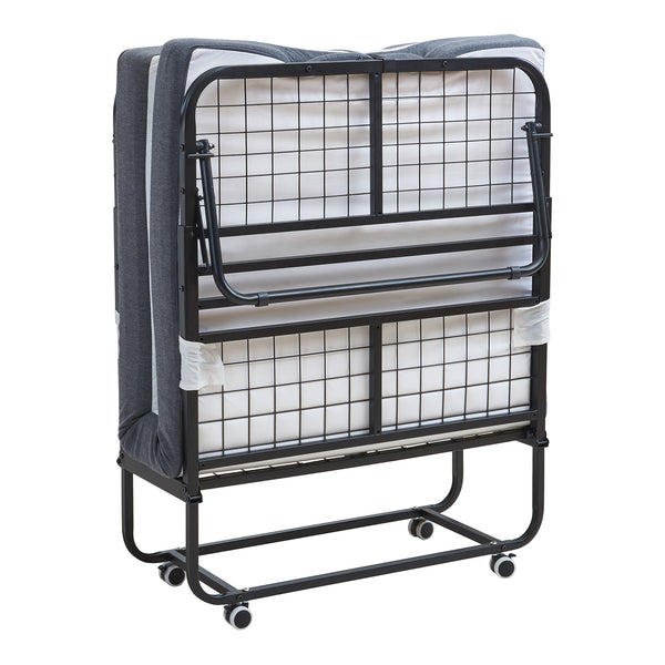 Metalowe łóżko składane Borjavle z materacem 200x90cm czarne [en.casa]