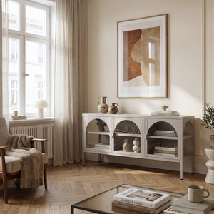 Witryna-komoda Klippestad stal 118x35x55 cm kolor wielbłądzi [en.casa]