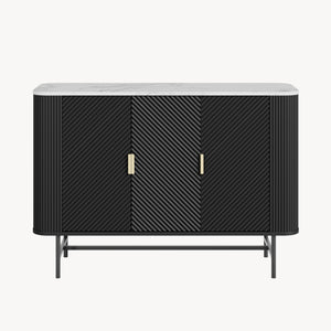 Sideboard Olvehok 110x40x77 cm czarny/efekt marmuru, biały [en.casa]