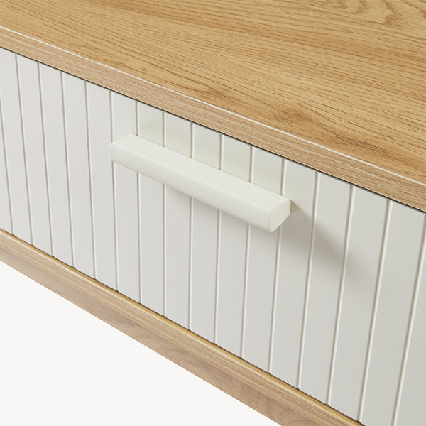 Konsola Ferrersp z 2 szufladami 100x40x80 cm dąb/kolory piasku [en.casa]