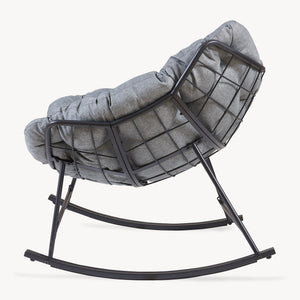 Fotel bujany kosz Villeneuve 85x90x91 cm Czarny/Szary [en.casa]