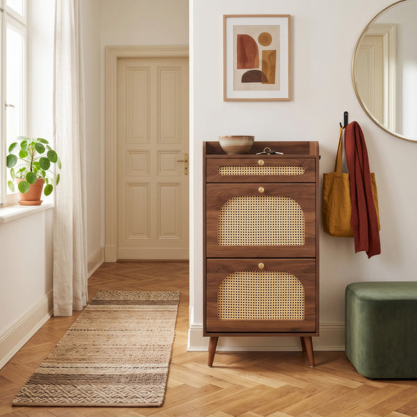 Schuhkipper Virievarnu 111x60x24 cm w optyce orzecha włoskiego [en.casa]