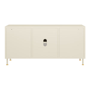 Szafka pod TV Lindau stal 120x40x59 cm kremowa biel [en.casa]