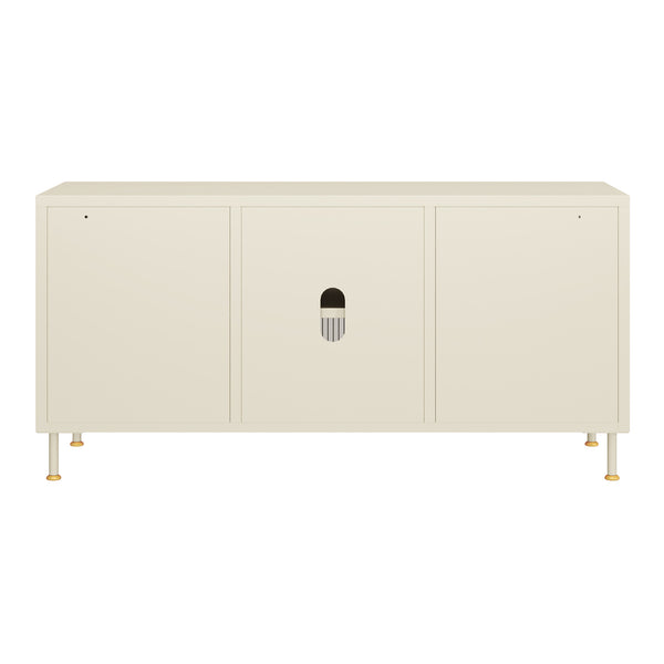 Szafka pod TV Lindau stal 120x40x59 cm kremowa biel [en.casa]