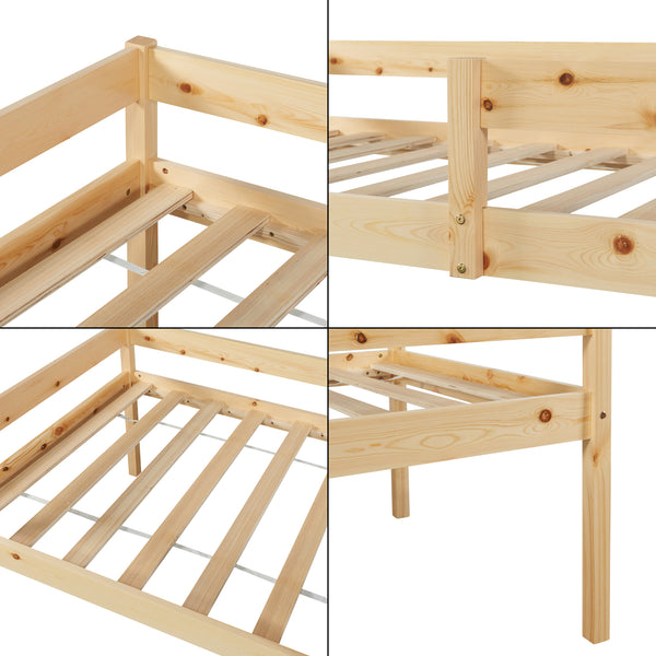 Podwójne łóżko dziecięce Sonkajärvi z materacem 90x200cm naturalne [en.casa]