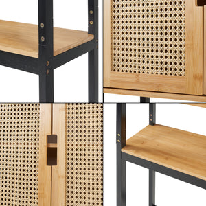 Szafka toaletowa Tervola 172x63x27 cm czarna/bambus [en.casa]