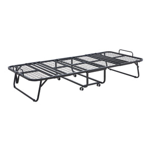 Metalowe łóżko składane Borjavle z materacem 200x90cm czarne [en.casa]
