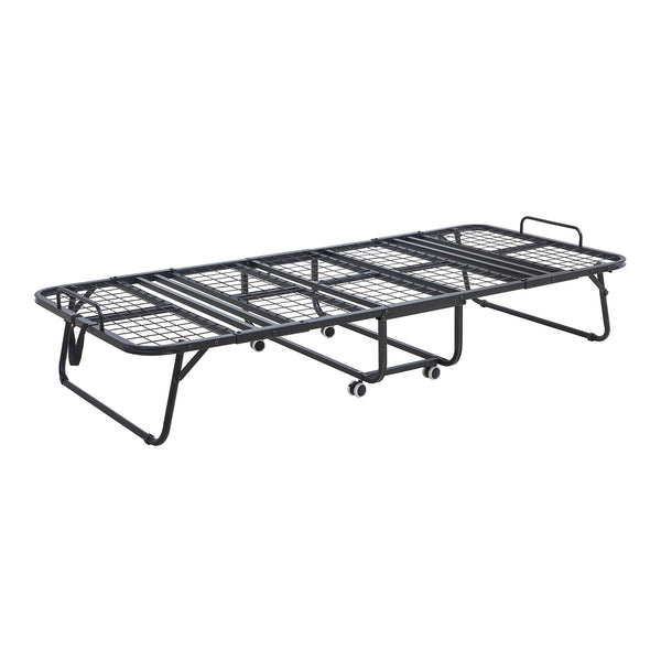 Metalowe łóżko składane Borjavle z materacem 200x90cm czarne [en.casa]