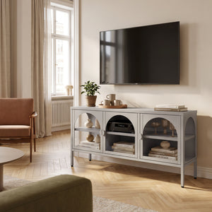 Witryna-komoda Klippestad stal 118x35x55 cm kolor wielbłądzi [en.casa]