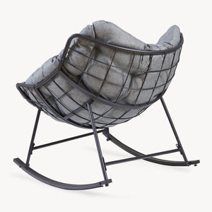 Fotel bujany kosz Villeneuve 85x90x91 cm Czarny/Szary [en.casa]