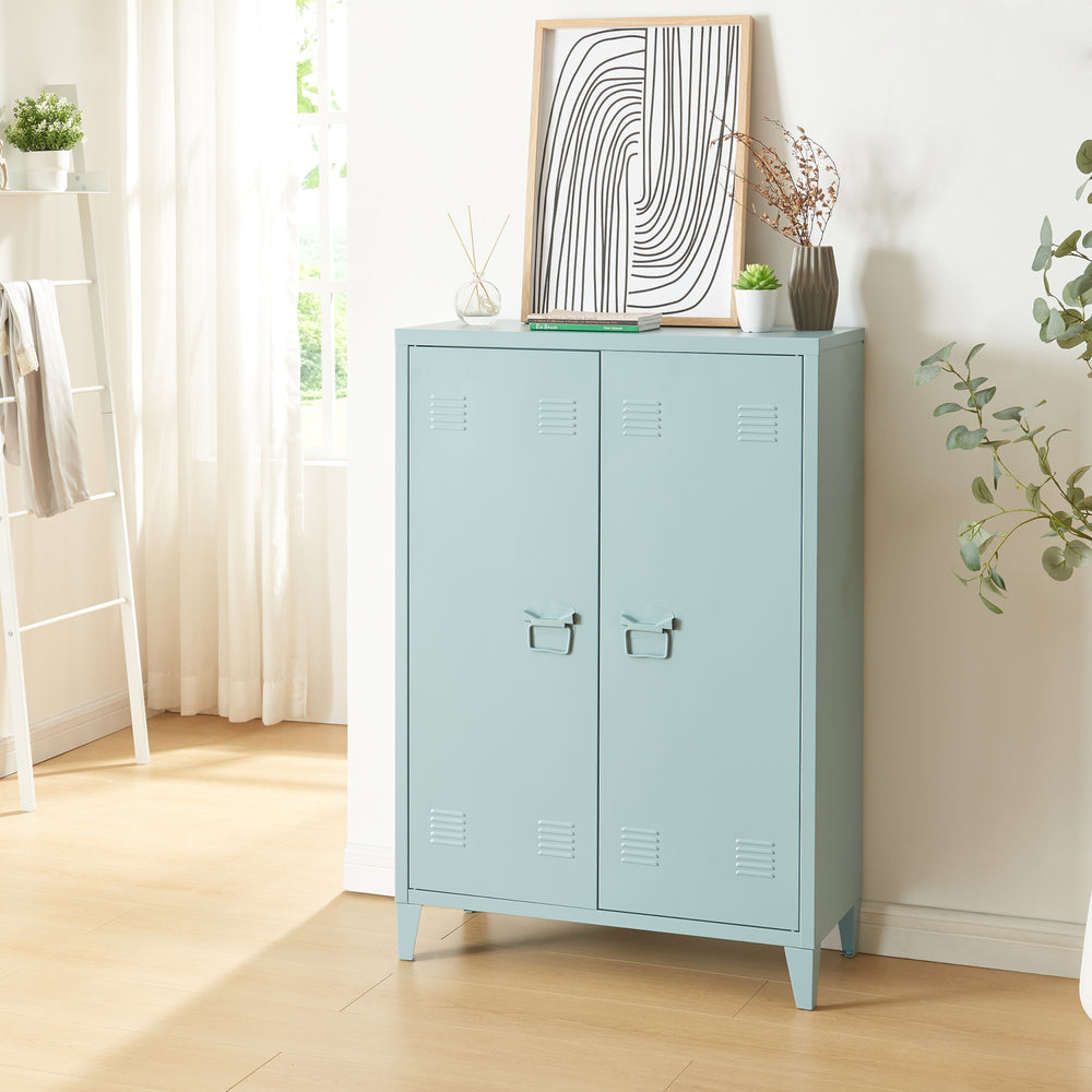 Szafka metalowa Oripää 110x75x33 cm szaroniebieska [en.casa]