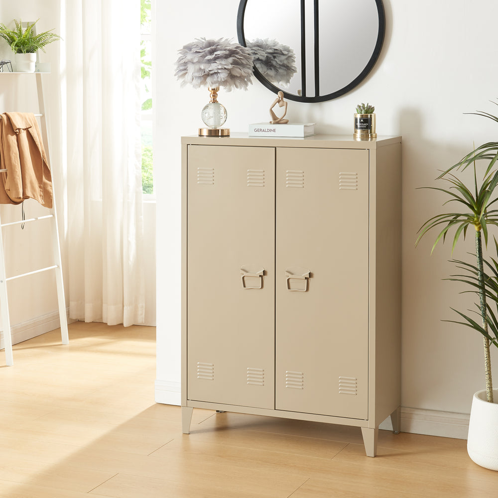 Metalowa szafka Oripää 110x75x33 cm kolor camel [en.casa]
