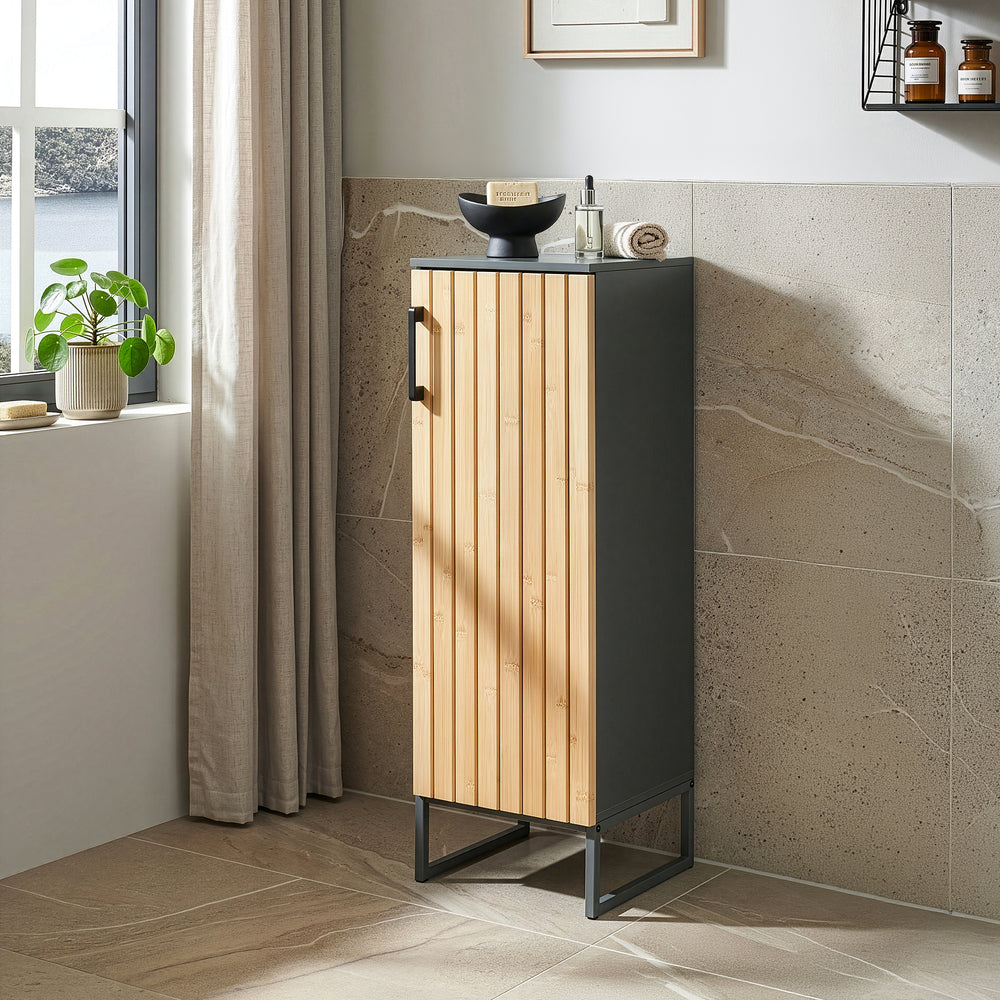 Szafka łazienkowa Svanes 90x30x30 cm Ciemnoszary/Naturalny [en.casa]