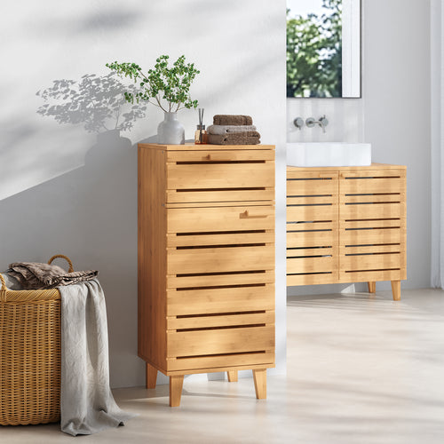 Szafka łazienkowa Epind 75x33x30 cm naturalny bambus [en.casa]