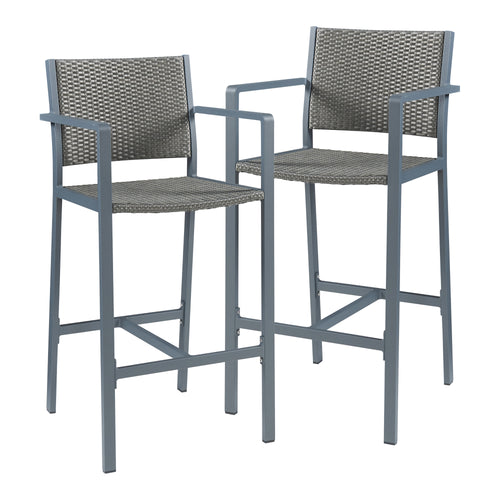 Outdoor - zestaw 2 hokerów Avise aluminium ciemnoszary [casa.pro] - premiumXL