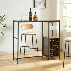 Stół barowy Trøndelag 120x40x105 cm z regałem na wino na 15 butelek [en.casa] - premiumXL