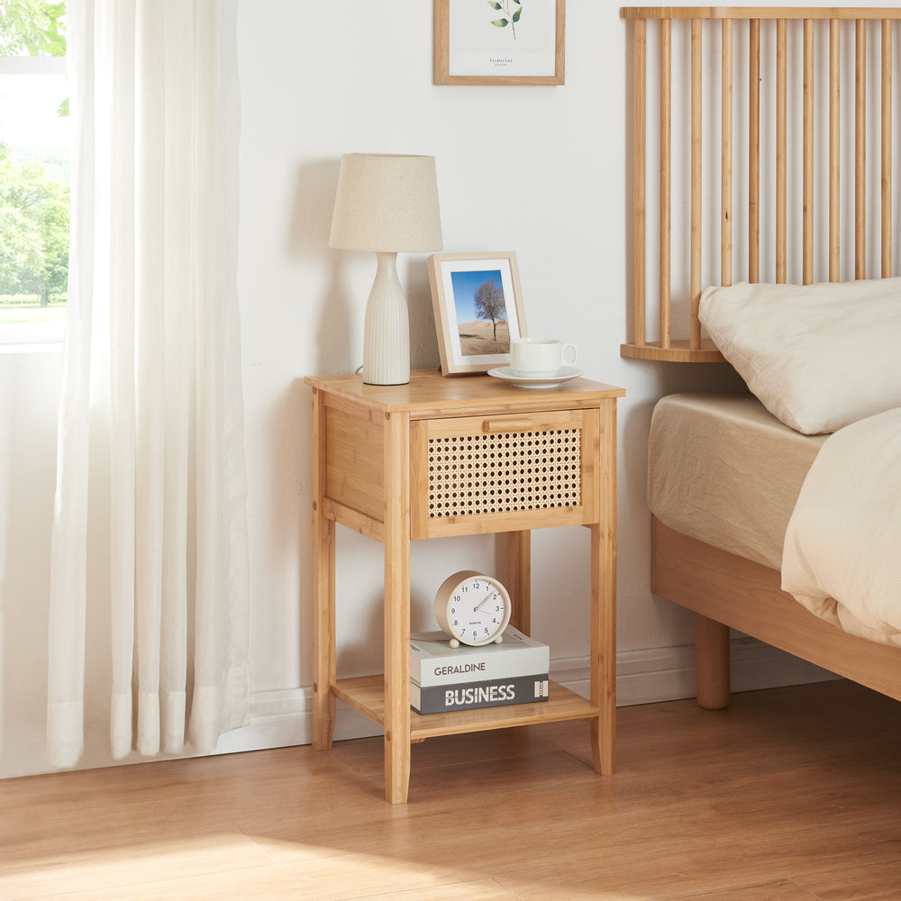 Stolik nocny Leirfjord 60x40x35 cm bambus naturalny [en.casa] - premiumXL