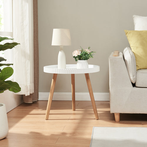 Stolik pomocniczy Bongard Ø50x45 cm biały [en.casa] - premiumXL