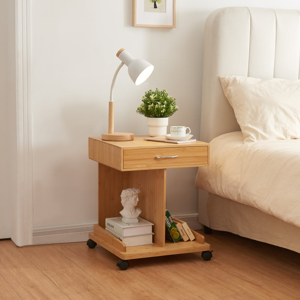 Stolik na kółkach Jokkmokk 56,5x43x43 cm bambus [en.casa] - premiumXL