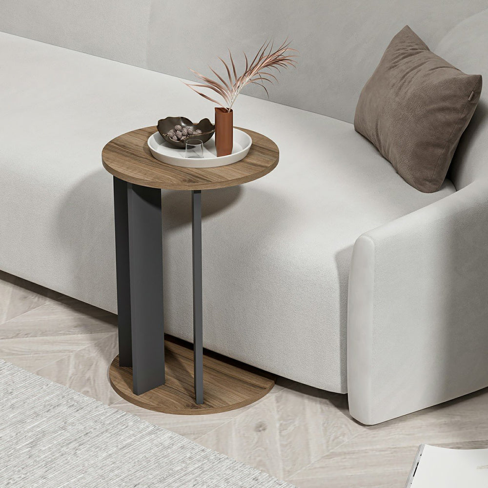 Stolik pomocniczy Frederiksberg 64x34 cm w kolorze orzecha / antracyt [en.casa] - premiumXL