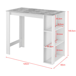 Stół barowy Danderyd 120x60x106 cm z 3 schowkami [en.casa]