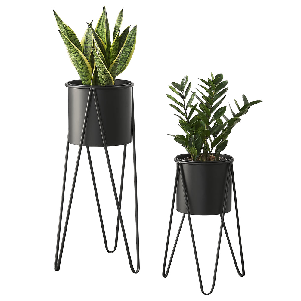 Stojak na rośliny Hedera w zestawie 2 sztuk metal czarny [en.casa] - premiumXL