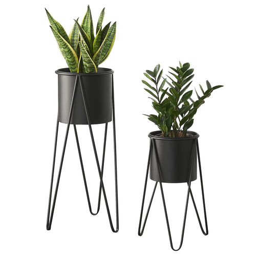 Stojak na rośliny Hedera w zestawie 2 sztuk metal czarny [en.casa] - premiumXL