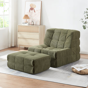 Fotel podłogowy z podnóżkiem Koskyvn textile [en.casa]