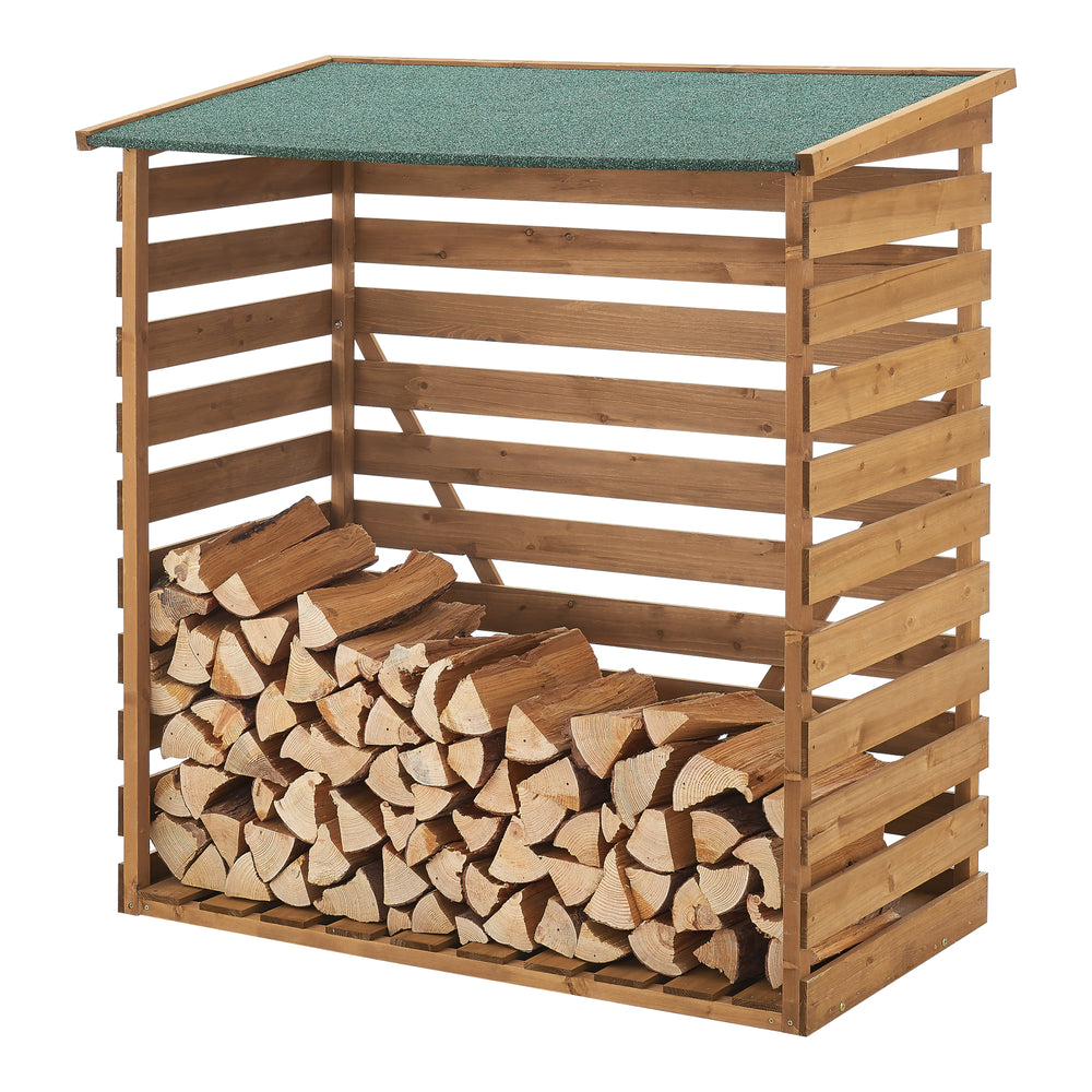 Schowek na drewno opałowe 123x116x64cm naturalne drewno jodłowe [en.casa] - premiumXL