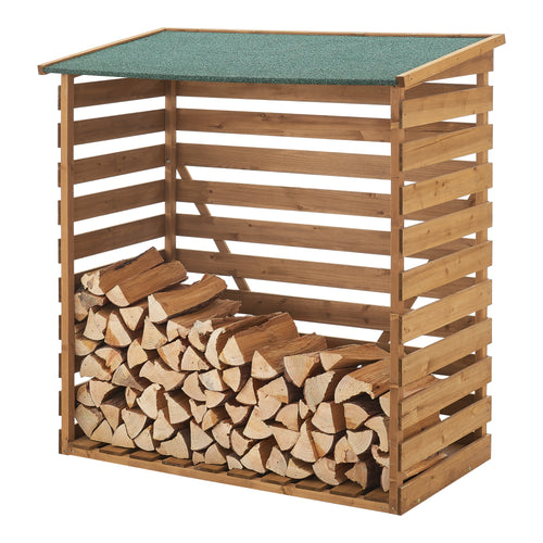 Schowek na drewno opałowe 123x116x64cm naturalne drewno jodłowe [en.casa] - premiumXL