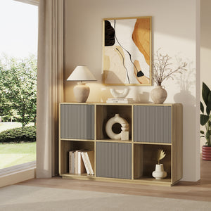 Sideboard Trömi 75x120x30 cm dąb optyka/szary [en.casa]