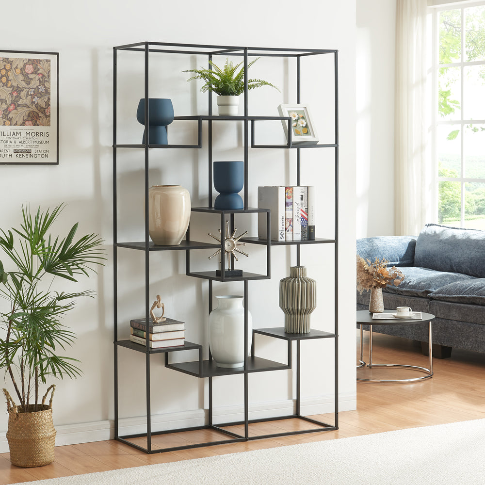 Regał stojący Råde metalowy 180x100x35 cm czarny [en.casa] - premiumXL