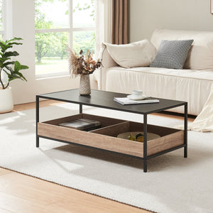 Stolik kawowy Belana 100x48x39 cm czarny/dąb [en.casa] - premiumXL