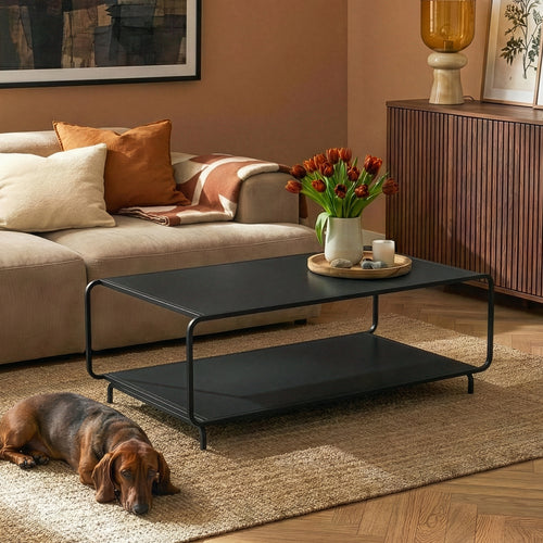 Stolik kawowy Færder 115x50x45 cm stal czarna [en.casa]