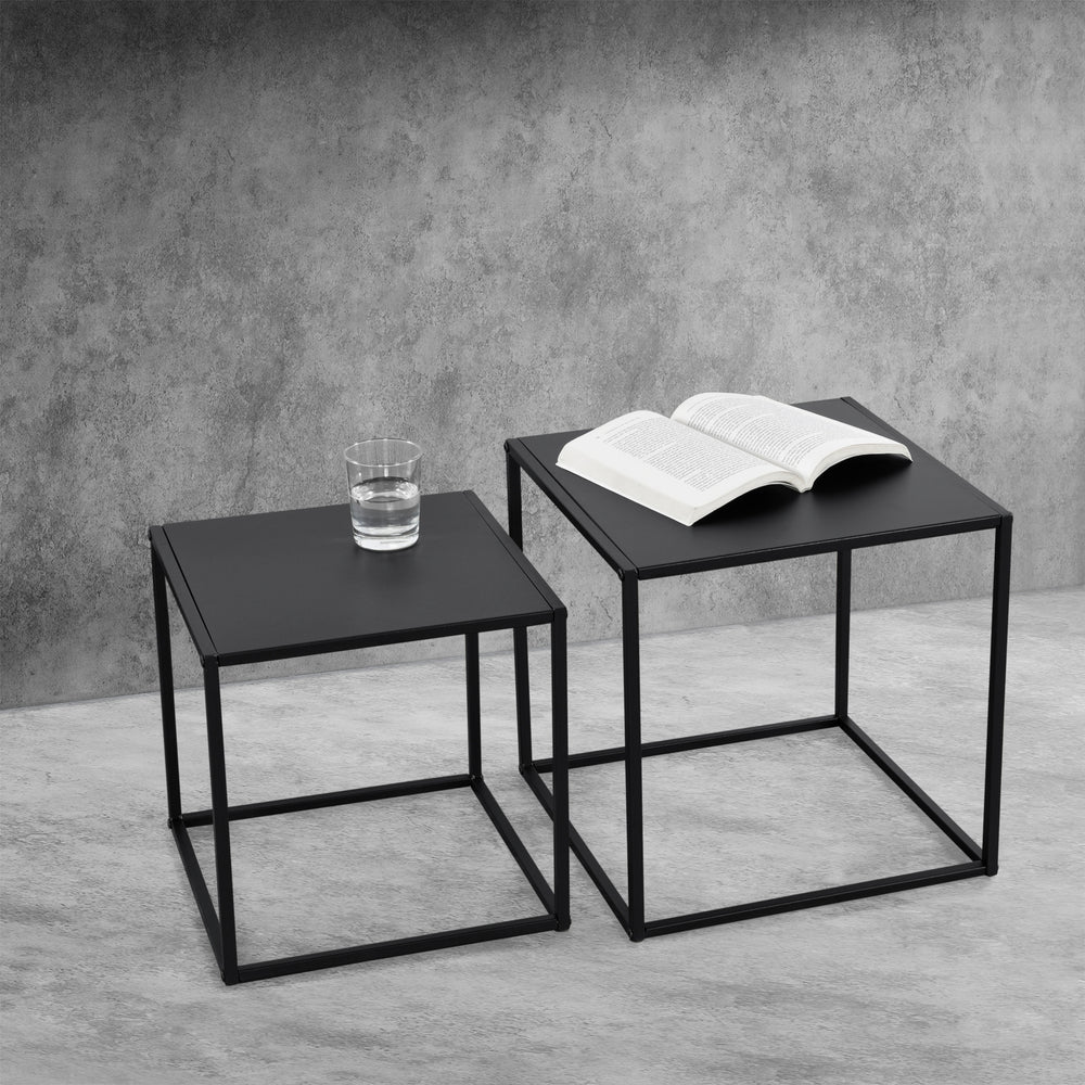 Stolik boczny Morsum zestaw 2 industrialny design czarny [en.casa]