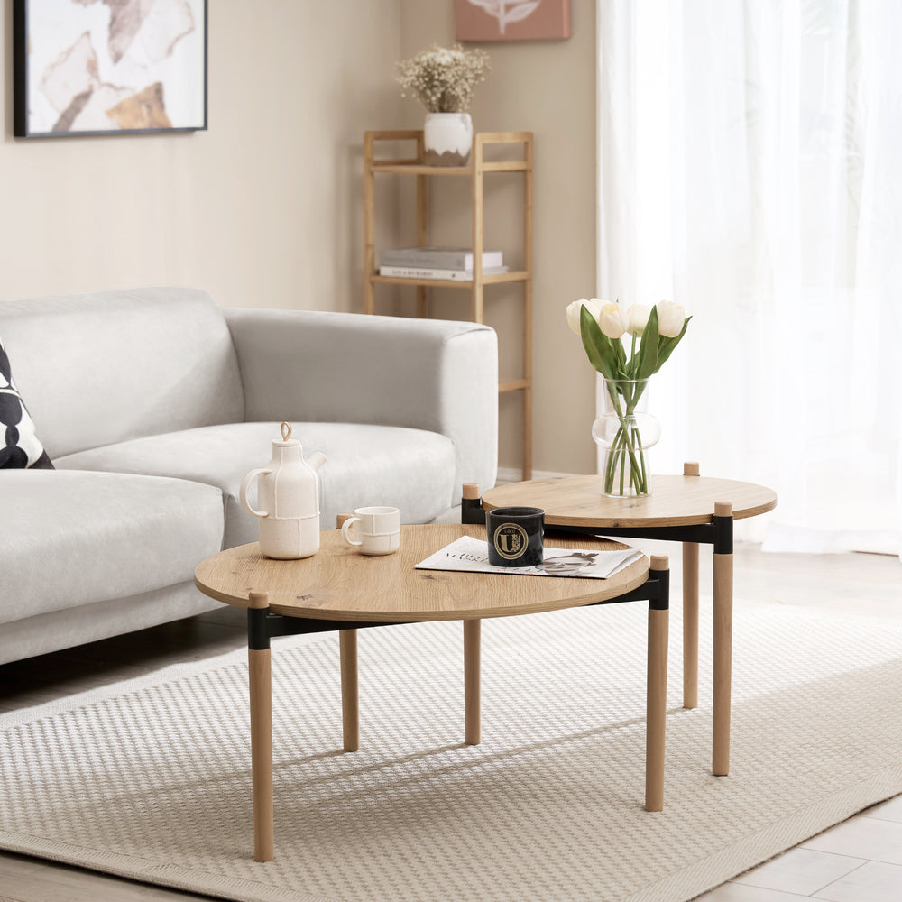 Stolik kawowy Kristinestad w zestawie naturalny [en.casa] - premiumXL