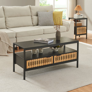 Stolik kawowy Luniehti 100x40x48 cm czarny/naturalny [en.casa] - premiumXL