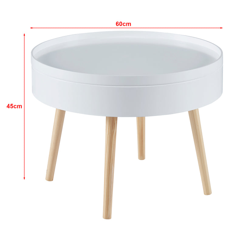 Szkic wymiarowy Stolik kawowy Bongard biały Ø60x45 cm [en.casa]