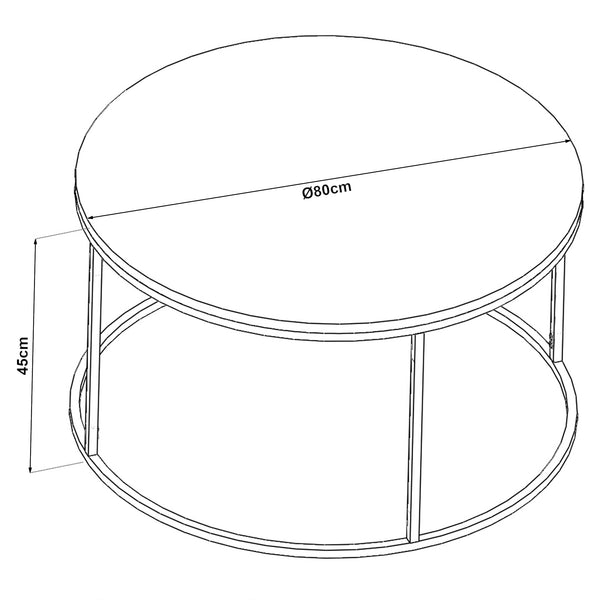 Stolik kawowy Kolari 45 x Ø80 cm czarny/przezroczysty różne kolory Kolory [en.casa]
