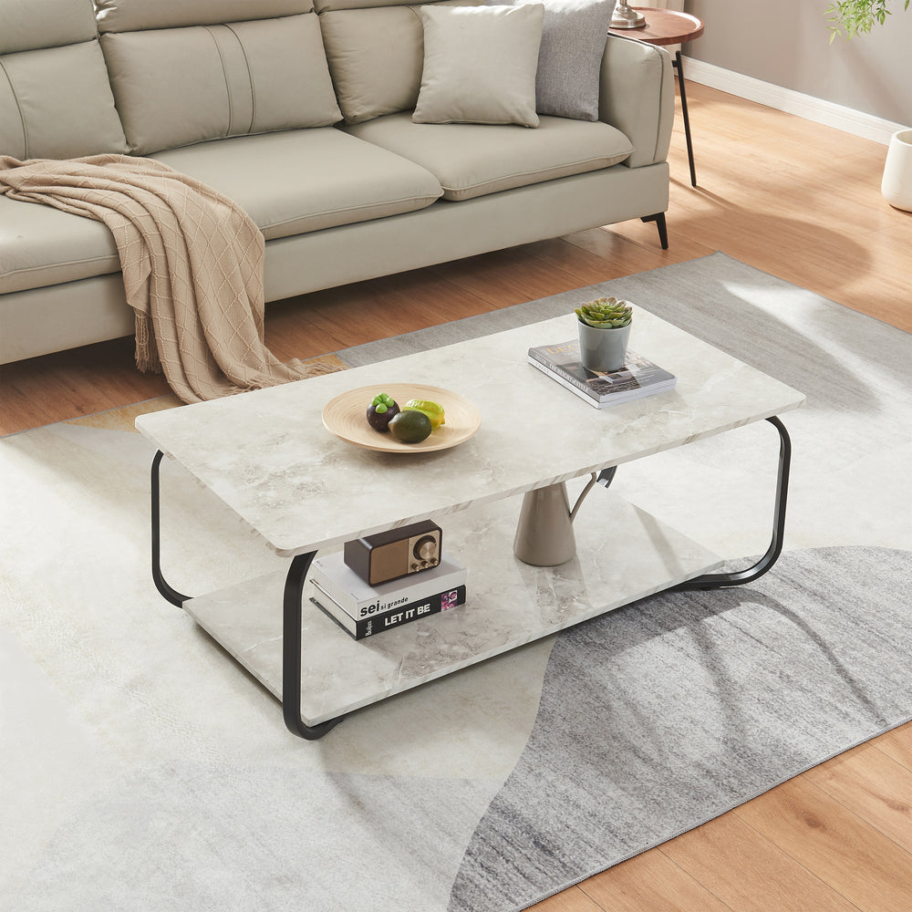 Stolik kawowy Kolta 120x60x43 cm marmurowy wygląd [en.casa]