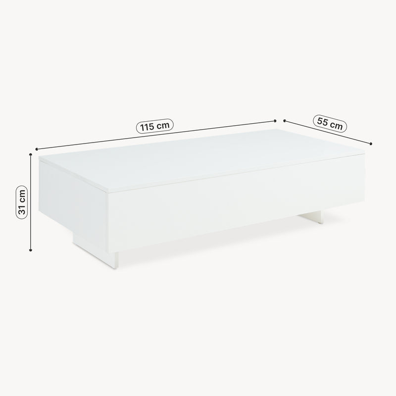 Szkic wymiarowy Stolik kawowy Lärketorp 115x55x31 cm w różnych kolorach kolory en.casa