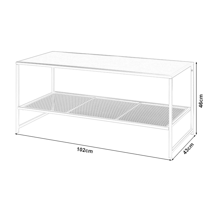 Szkic wymiarowy Stolik kawowy Ruokolahti stal 102x43x46cm [en.casa]