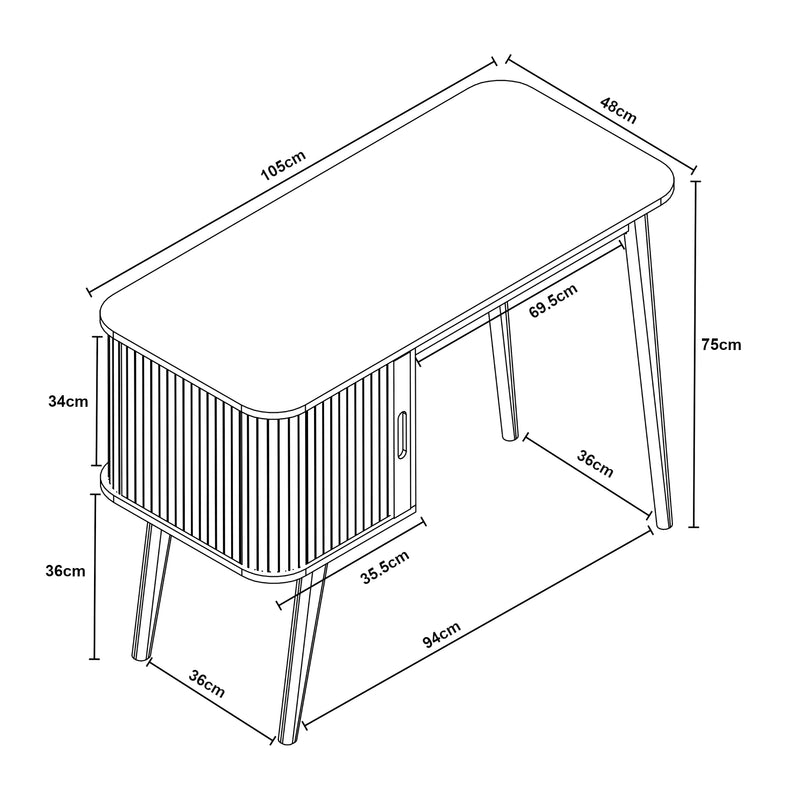 Szkic wymiarowy Desk Tysvær [en.casa]