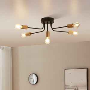 Lampa sufitowa Benfleet 5 x E27 czarna/mosiądz [lux.pro] - premiumXL