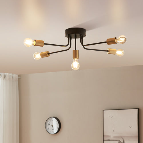 Lampa sufitowa Benfleet 5 x E27 czarna/mosiądz [lux.pro] - premiumXL